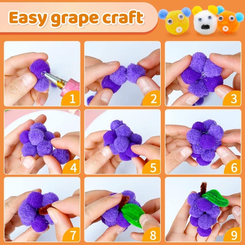 Eppingwin 2000PCS Multicolor Pom Poms, 0.4 Inch Soft Pompoms for Crafts, Assorted Colors 1CM Pompoms for Arts & Crafts DIY Projects - Image 3